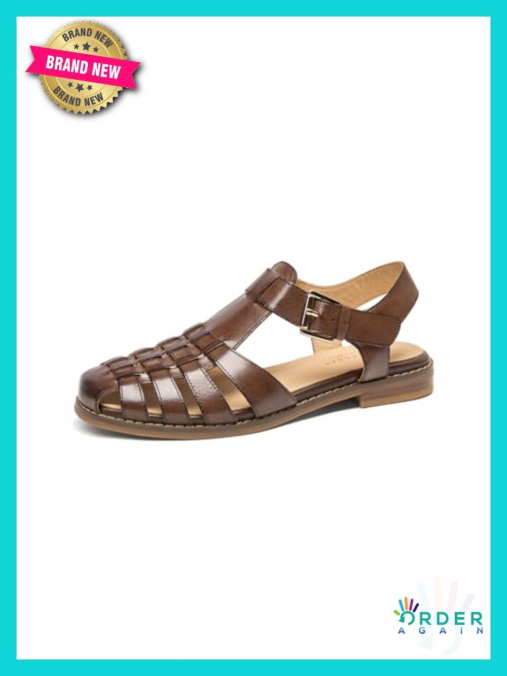 Women's Fisherman Sandals with Adjustable Buckle Strap, Closed Toe Flat